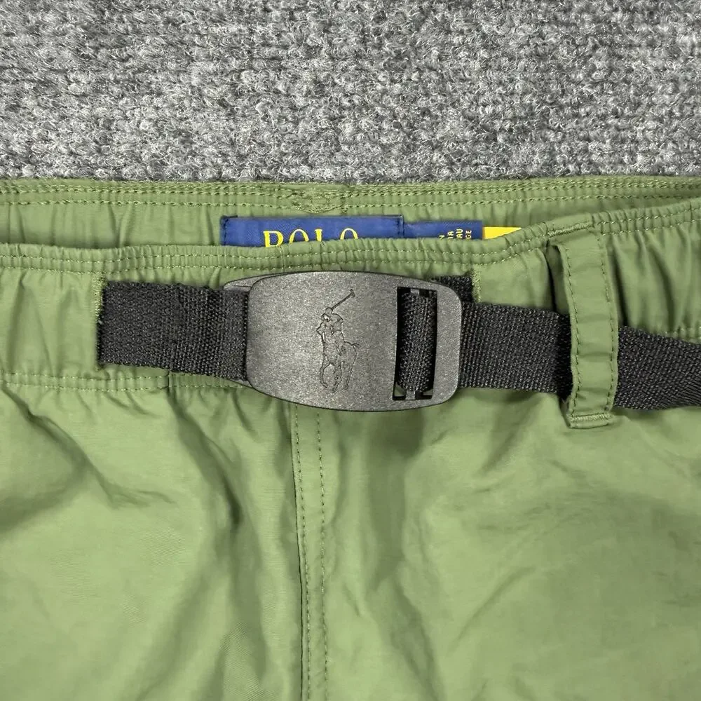 Polo Ralph Lauren Men’s Medium Green Belted Hiking Utility Trail Shorts Nylon